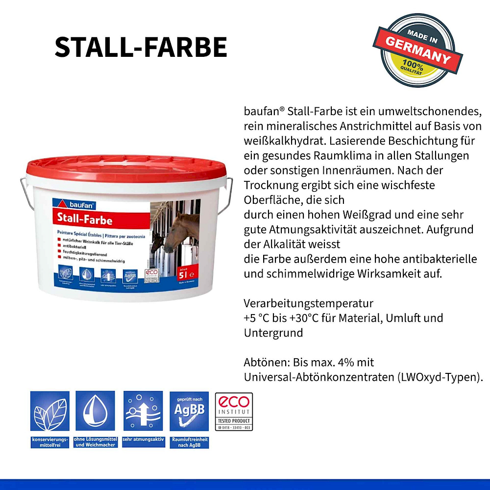 Baufan Innen-Silikatfarbe 10 L Blanc Opaque Mur Et Couleur De